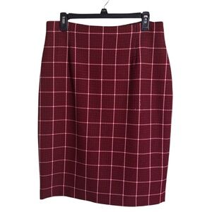 Tahari ASL Black & Red Plaid Women's Pencil Skirt Dark Academia Size 10